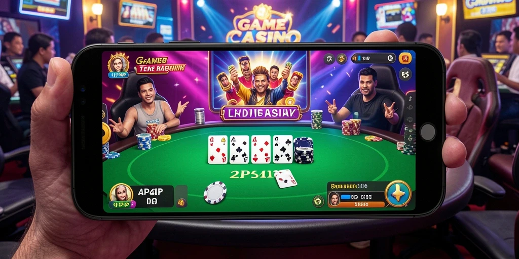 Screenshot gameplay 4P4P menampilkan dealer profesional dan permainan yang mendebarkan.