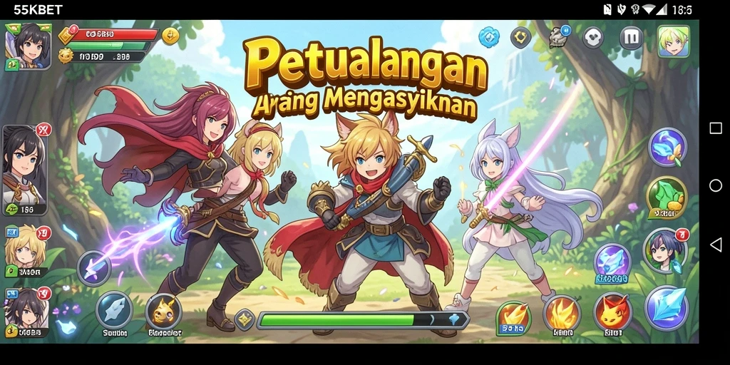 Tampilan menarik dari gameplay <strong>55KBET</strong> dengan karakter Anime.