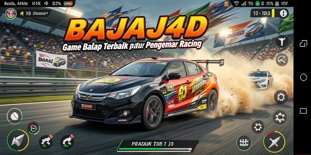 Screenshot gameplay <strong>BAJAJ4D</strong> menunjukkan aksi balap yang mendebarkan di trek yang menantang.