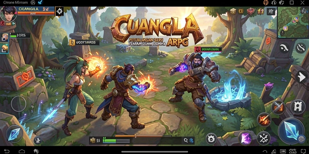 Tampilan screenshot utama CUANGILA menampilkan pertempuran seru dalam permainan ARPG.