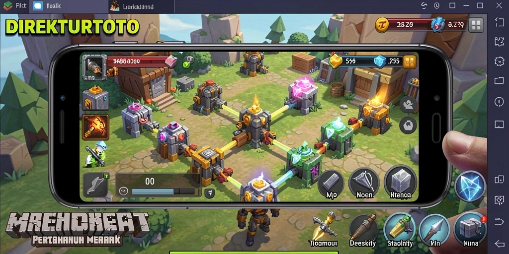 Screenshot gameplay menunjukkan aksi menara pertahanan yang mendebarkan di DIREKTURTOTO.