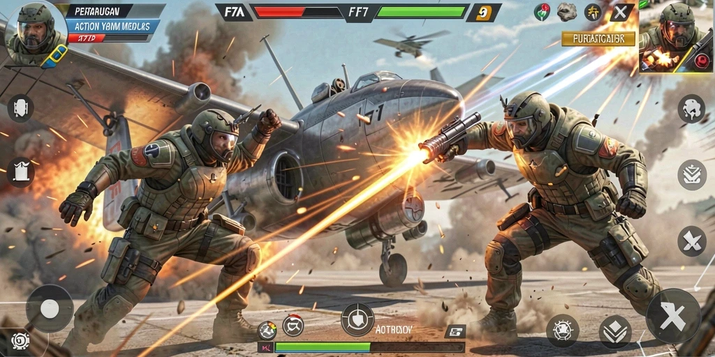 Tampilan gameplay mendebarkan dalam F7F7 dengan aksi intens.