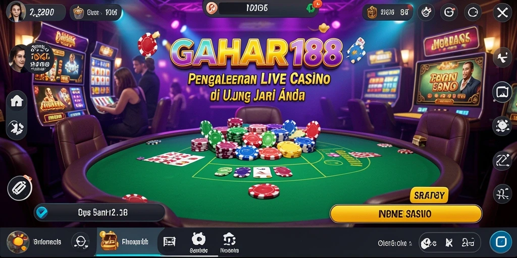 Screenshot GAHAR188 menampilkan gameplay Live Casino yang mendebarkan.