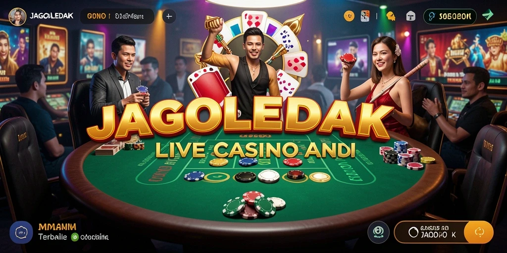 Screenshot JAGOLEDAK menampilkan dealer langsung dalam permainan kasino.