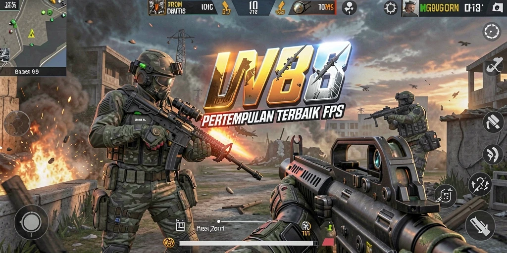 Screenshot JV88 menampilkan aksi tembak-menembak yang mendebarkan.