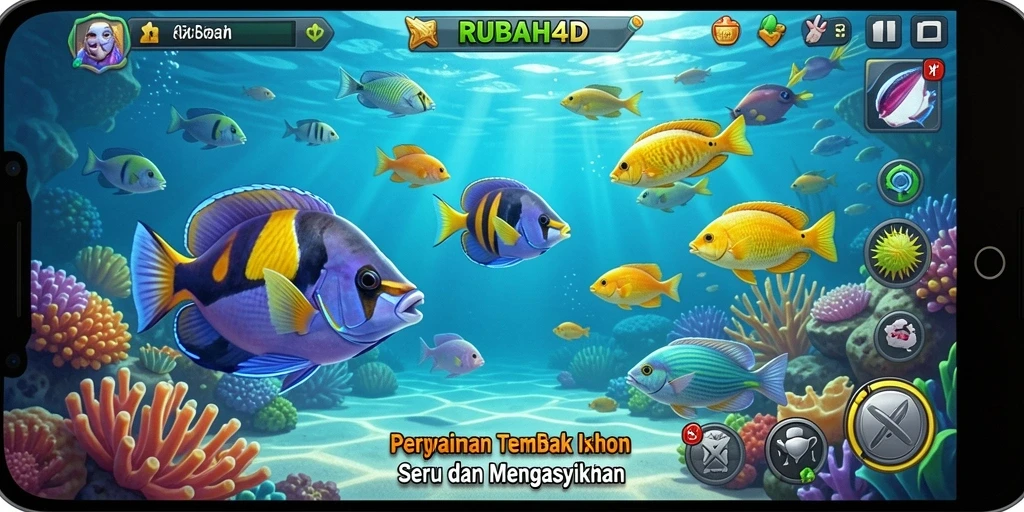Tampilan menarik dari gameplay RUBAH4D saat menangkap ikan.