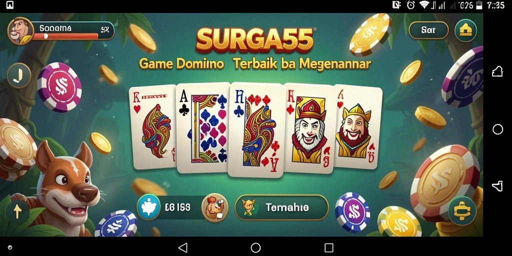 Screenshot SURGA55 menampilkan aksi seru gameplay Domino.
