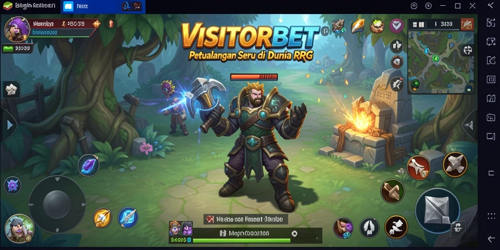 Screenshot gameplay utama VISITORBET menunjukkan pertarungan seru di dunia RPG.