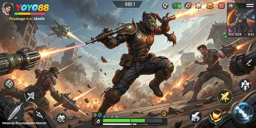 Screenshot menunjukkan aksi mendebarkan dalam gameplay YOYO88.